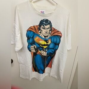 vibrant graphic of Superman from the iconic 1990s "Superman vs. Doomsday" era.